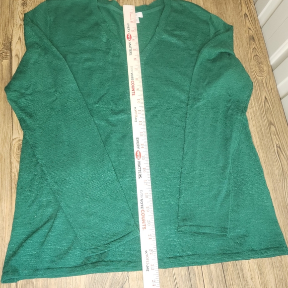 J. Jill Green Knitted V-Neck Long Sleeve Pullover Sweater Women's Size Medium. - Picture 8 of 16